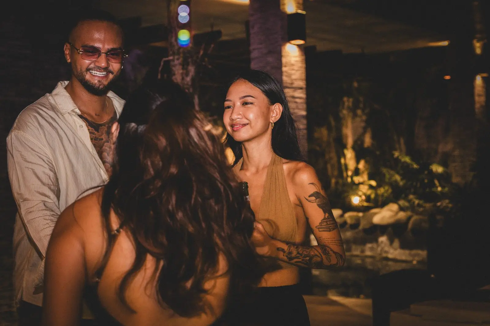 Two guests laughing together